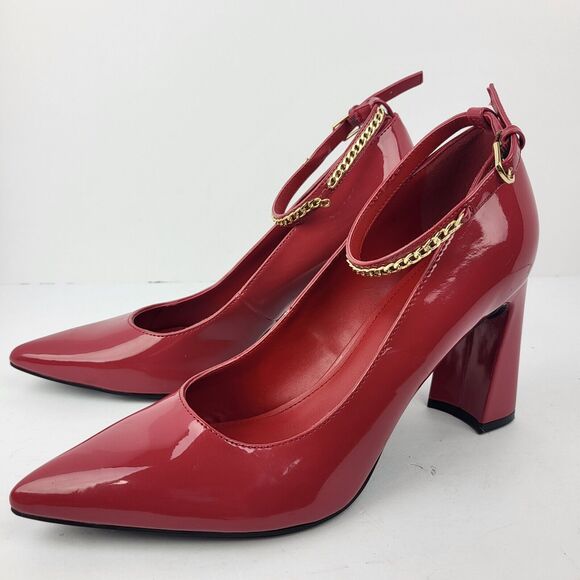 Marc Fisher Ankle Strap Barns Heels Patent Leather Pumps - Picture 1 of 16